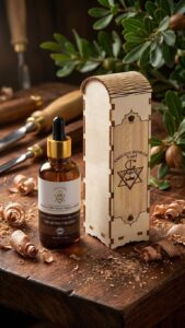 "Front view of Amigos Power 100% organic Moroccan argan oil bottle for hair and body care."